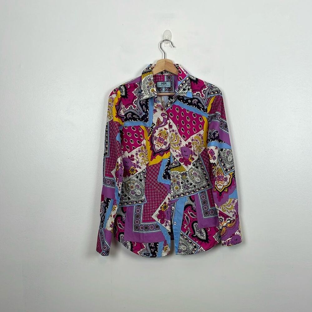 Hawes & Curtis Artsy Floral Button Down Womens 8 UK 12 Long Sleeve Fitted Shirt - Picture 1 of 8
